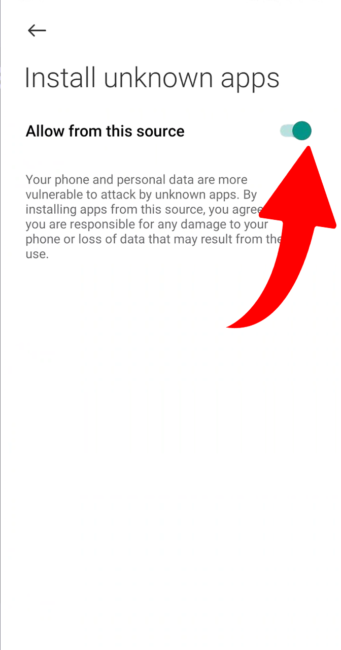 Allow installation from unknown sources on your smartphone.