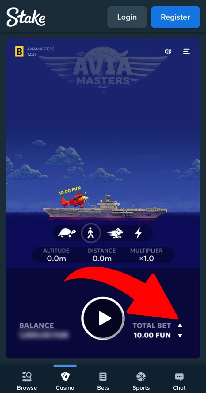 Change your bet size to suit your needs at Aviamasters.