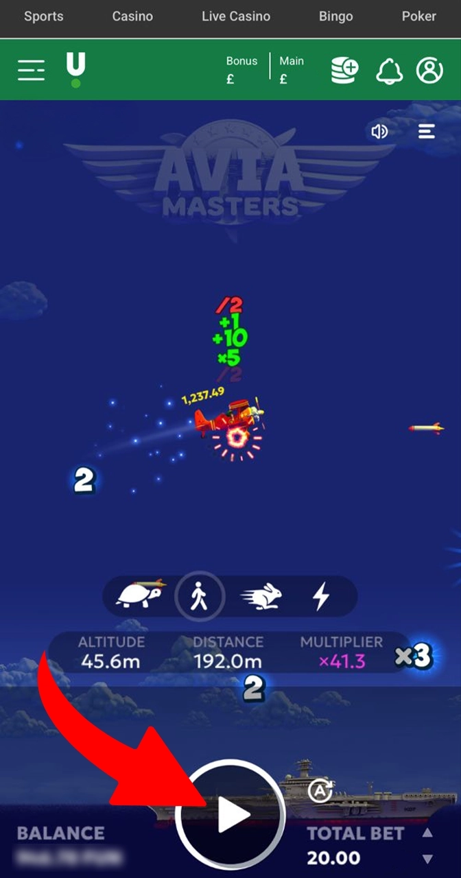 Start playing by clicking on the button in the Aviamasters game.