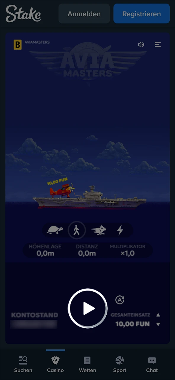 Starte eine Runde Aviamasters und hoffe auf Glück.