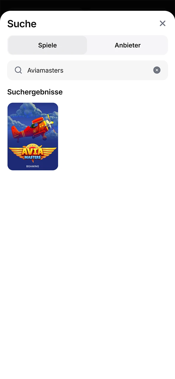 Gehen Sie zur Suchleiste des Casinos und suchen Sie nach Aviamasters.