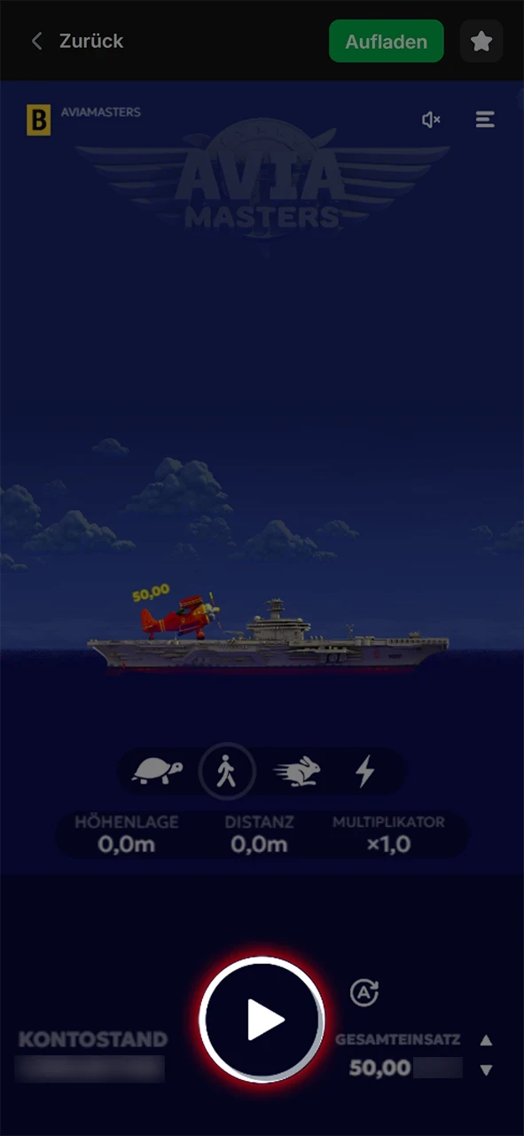 Starten Sie das Spiel, indem Sie auf die Schaltfläche Spielen im Spiel Aviamasters klicken.