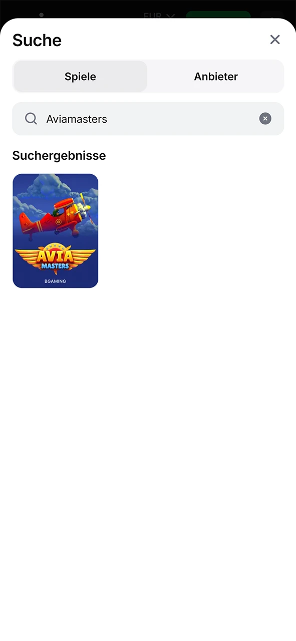 Verwenden Sie die Suchfunktion der Website, um das Spiel Aviamasters zu finden.