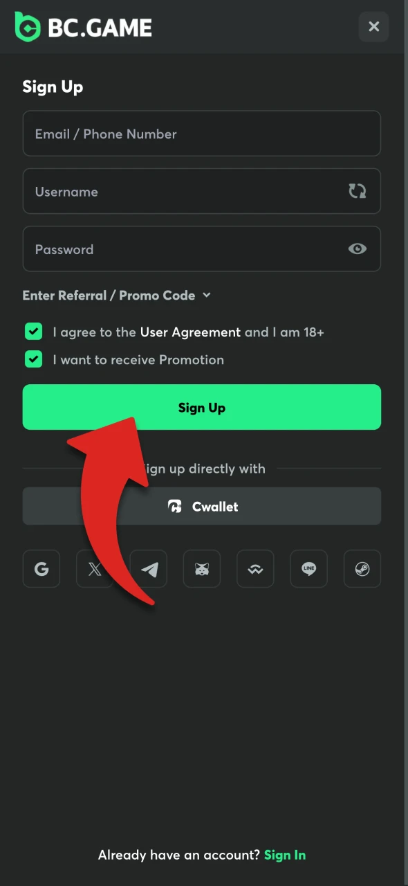 Create a personal casino account to start betting at Aviamasters.