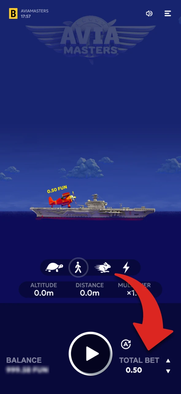 Enter your preferred bet to start playing Aviamasters.